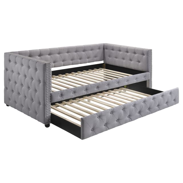 Mockern Upholstered Twin Daybed with Trundle Grey — photo 1