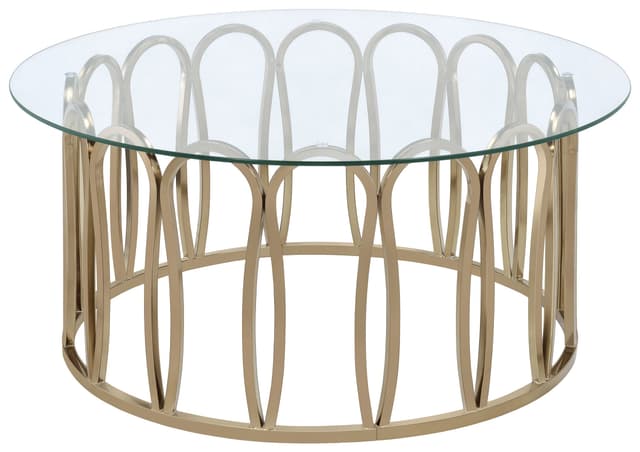 Monett Round Glass Top Coffee Table Chocolate Chrome — photo 1