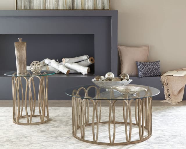 Monett Round Glass Top Coffee Table Chocolate Chrome — photo 4