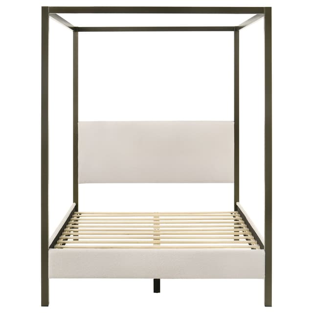 Monroe Upholstered Queen Canopy Bed Vanilla — photo 4