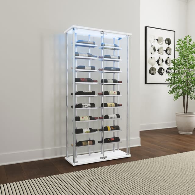 Montara Tempered Glass Wine Storage LED Curio Cabinet Chrome — photo 3