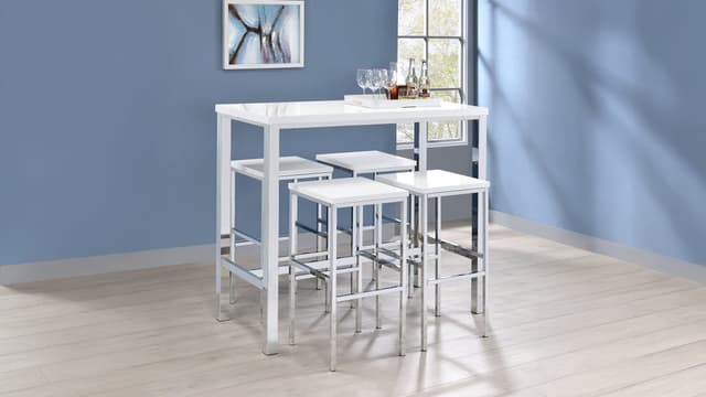 Natividad 5-piece Pub Height Bar Table Set White High Gloss — photo 1
