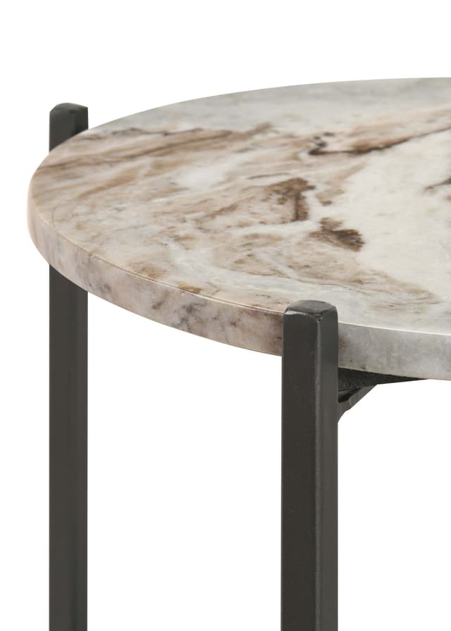 Noemie Round Marble Top Accent Side Table White and Gunmetal — photo 5