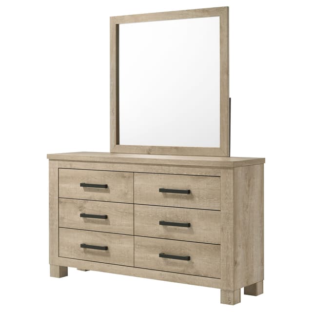 Oakglen 6-drawer Bedroom Dresser and Mirror Weathered Oak — photo 4