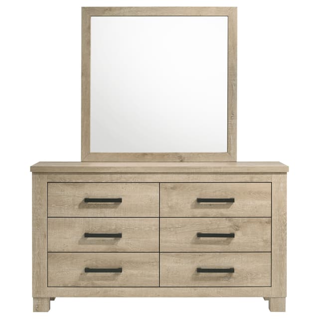 Oakglen 6-drawer Bedroom Dresser and Mirror Weathered Oak — photo 3