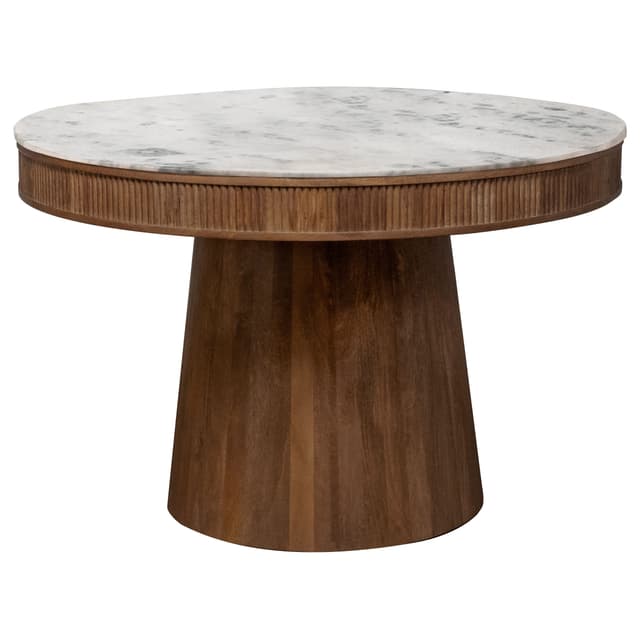 Ortega Round 46-inch Marble Top Wood Dining Table Natural — photo 1