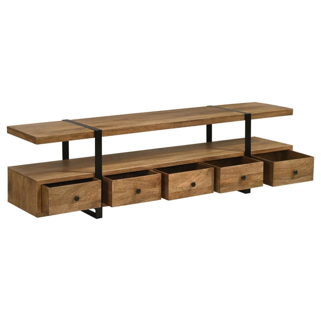 Otto 5-drawer Mango Wood 70-inch TV Stand Media Console Brown — photo 3