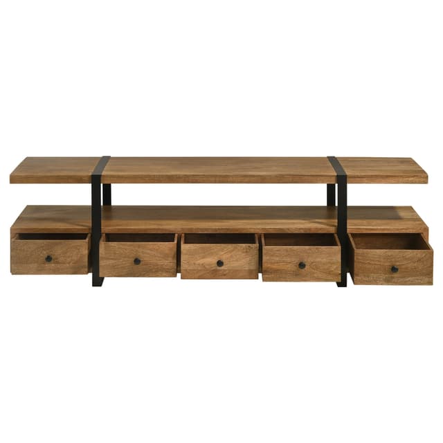 Otto 5-drawer Mango Wood 70-inch TV Stand Media Console Brown — photo 5