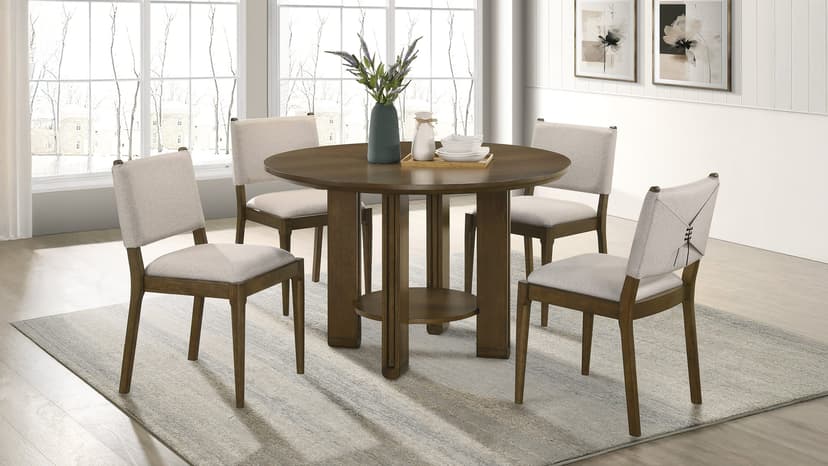 Ottowa 5-piece Round Wood Dining Room Table Set Brown
