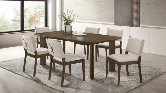 Ottowa 7-piece Rectangular Wood Dining Room Table Set Brown — photo 1