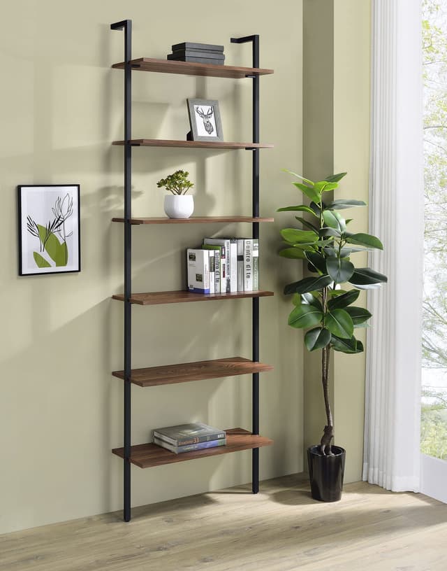 Owens 96-inch 6-shelf Wall Bookshelf Walnut — photo 2