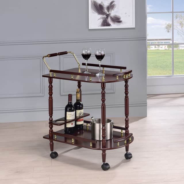 Palmer 2-tier Rectangular Wood Bar Cart Merlot — photo 2