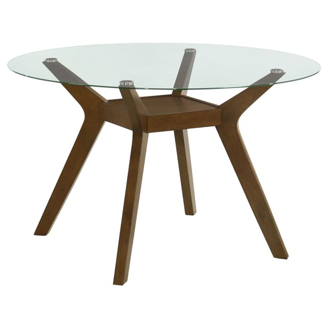 Paxton Round 48-inch Glass Top Wood Dining Table Brown — photo 1