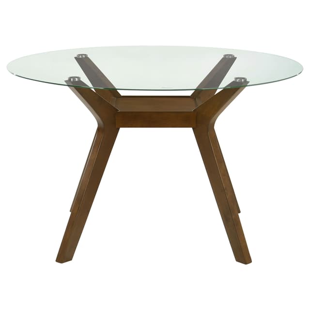 Paxton Round 48-inch Glass Top Wood Dining Table Brown — photo 3