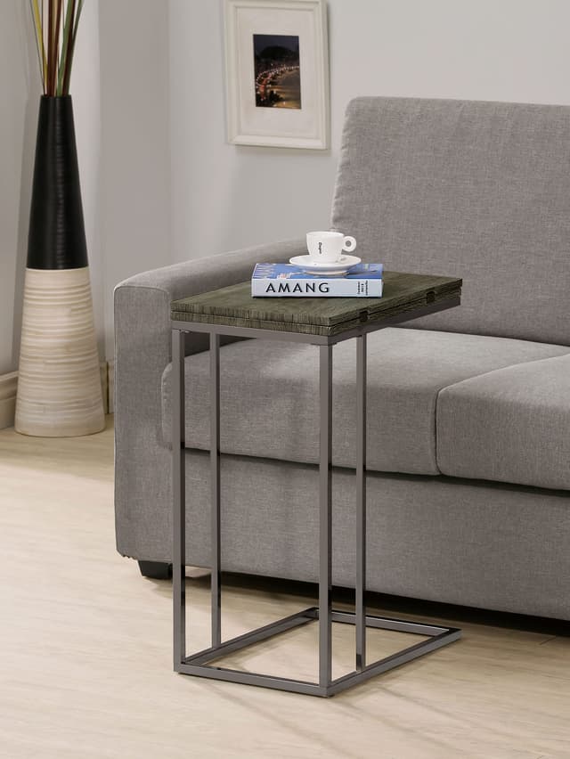 Pedro Expandable C-Shaped Sofa Side Table Weathered Grey — photo 2
