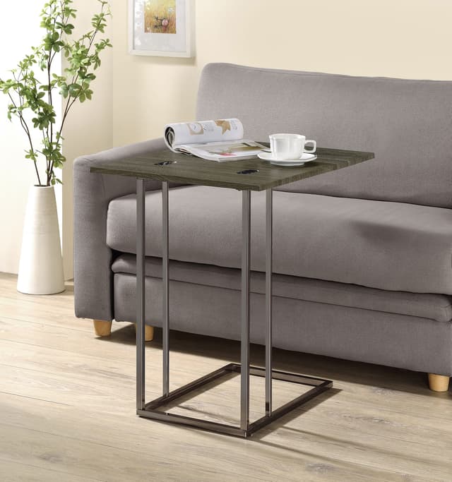 Pedro Expandable C-Shaped Sofa Side Table Weathered Grey — photo 3