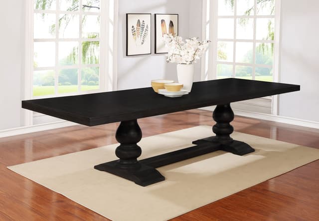 Phelps 123-inch Extension Leaf Dining Table Distressed Noir — photo 2