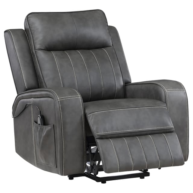 Raelynn Upholstered Power Lift Recliner Chair Grey — photo 1