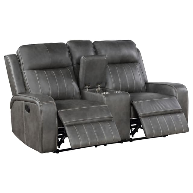 Raelynn Upholstered Track Arm Motion Loveseat Grey — photo 3