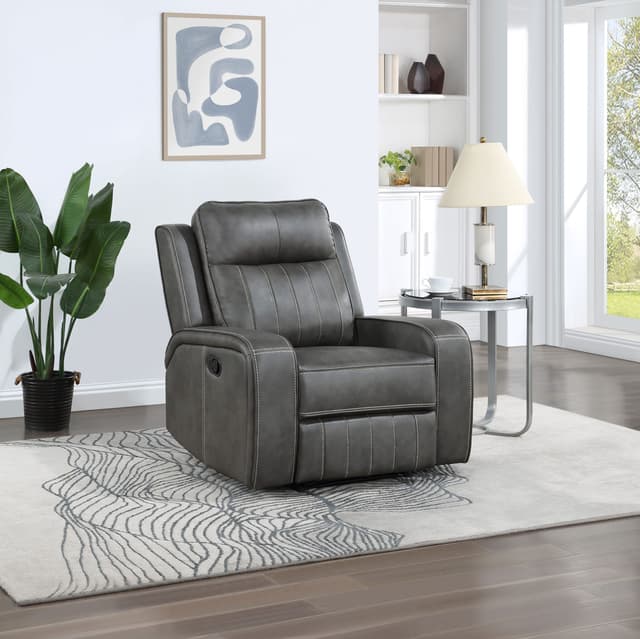 Raelynn Upholstered Track Arm Recliner Grey — photo 2