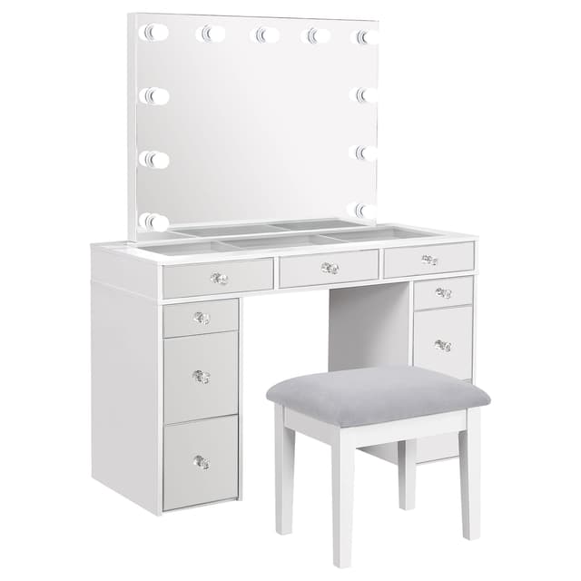 Regina Makeup Vanity Table Set with Lighting White — photo 1