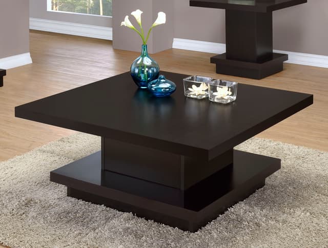 Reston Square Engineered Wood Coffee Table with Casters Cappuccino — photo 2