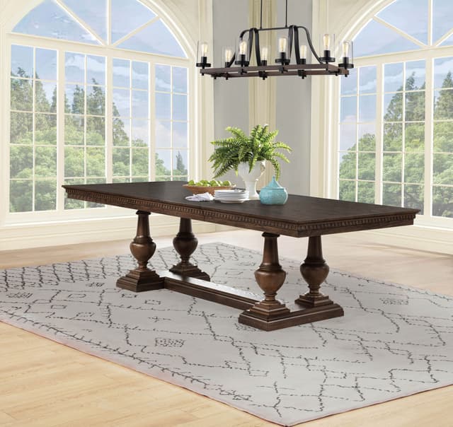 Ridgewell Rectangular Trestle Dining Table Dark Oak — photo 2