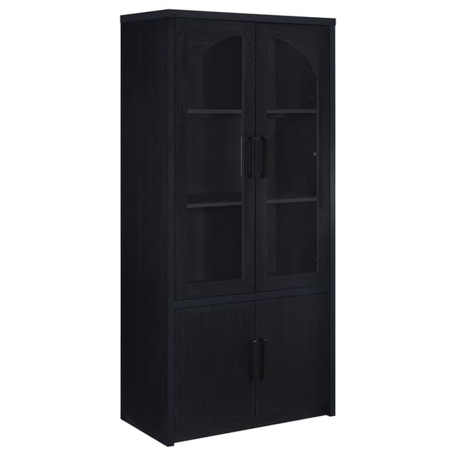 Riva 4-door Tall Accent Display Cabinet LED Lighting Black — photo 1