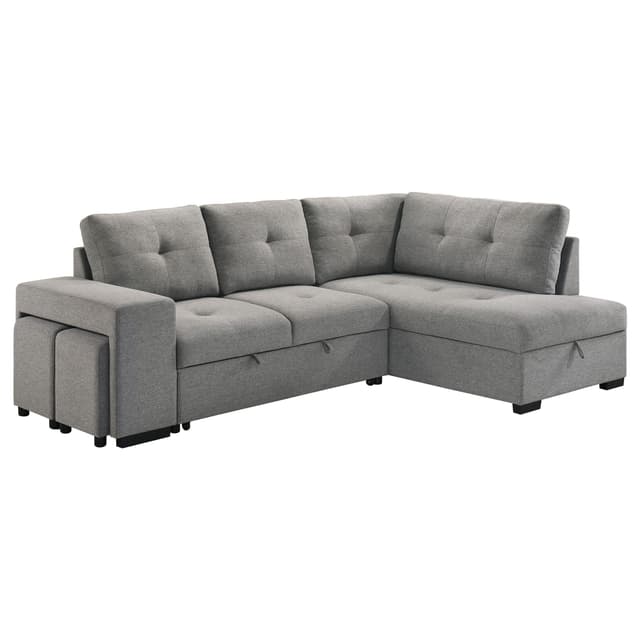 Roanne Fabric Upholstered Sleeper Sectional Sofa Grey — photo 5