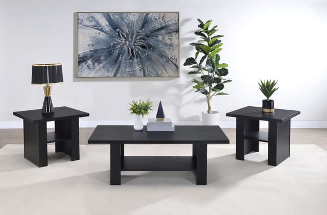 Rodez 3-piece Engineered Wood Coffee Table Set Black — photo 2