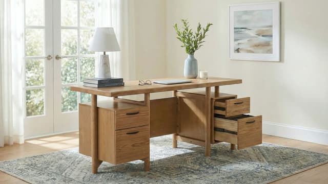 Roldan 69-inch 4-drawer Computer Desk with File Drawer Light Ash — photo 3