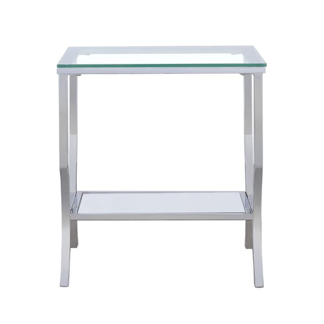 Saide Square Glass Top Side End Table Chrome — photo 3