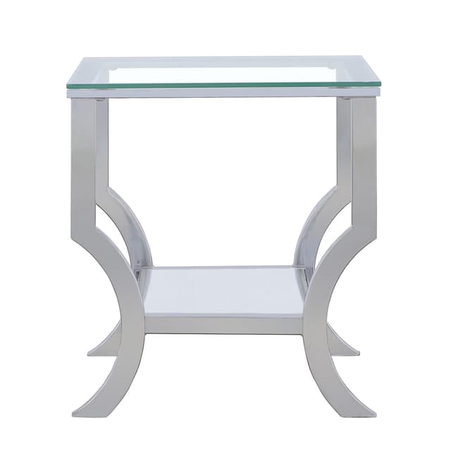 Saide Square Glass Top Side End Table Chrome — photo 5