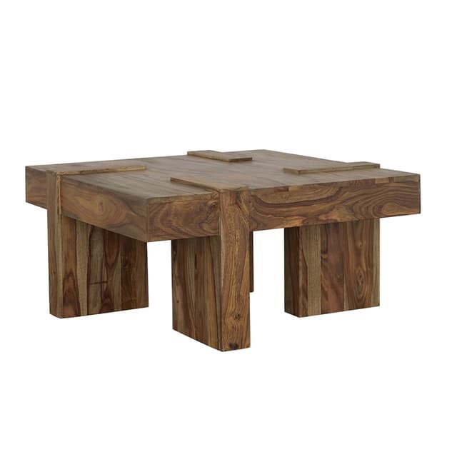 Samira Square Solid Wood Coffee Table Natural Sheesham — photo 1