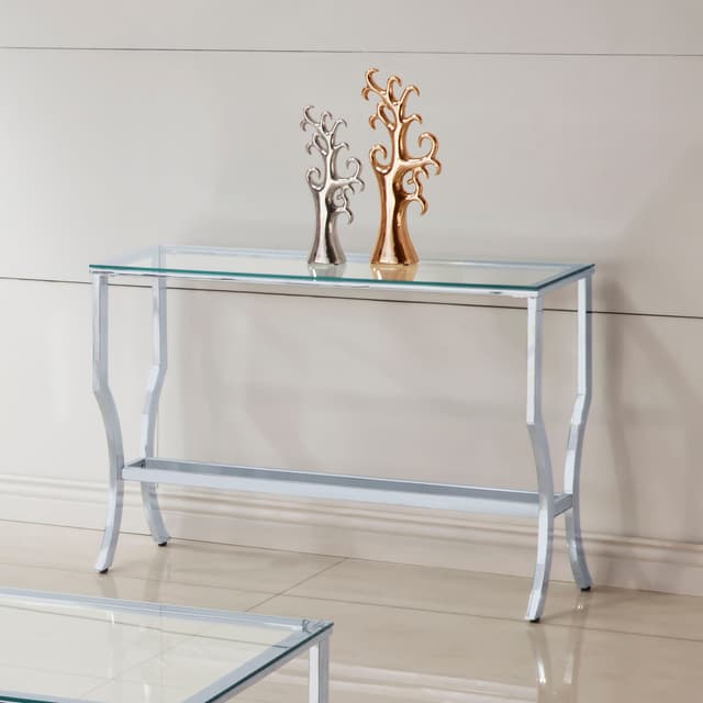 Saide Rectangular Glass Top Entryway Console Table Chrome — photo 2