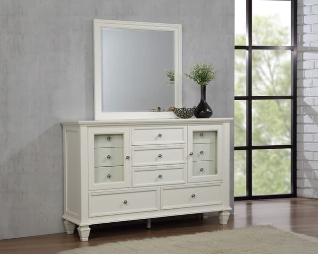 Sandy Beach 11-drawer Dresser with Mirror Cream White — photo 2