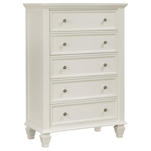 Sandy Beach 5-drawer Bedroom Chest Cream White — photo 1