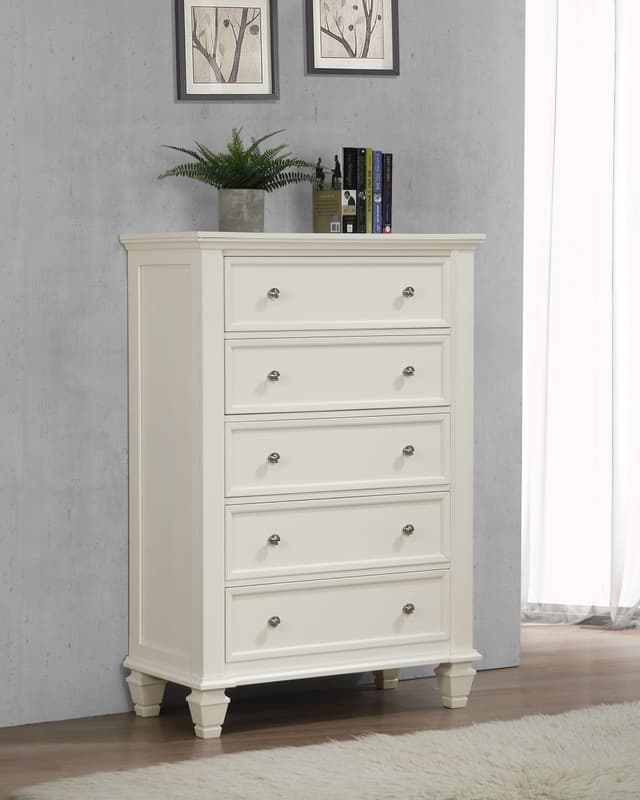 Sandy Beach 5-drawer Bedroom Chest Cream White — photo 2