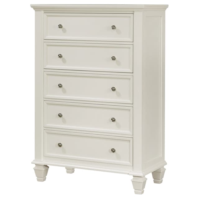 Sandy Beach 5-drawer Bedroom Chest Cream White — photo 4
