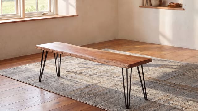 Sherman Wood Dining Bench Natural Acacia — photo 2