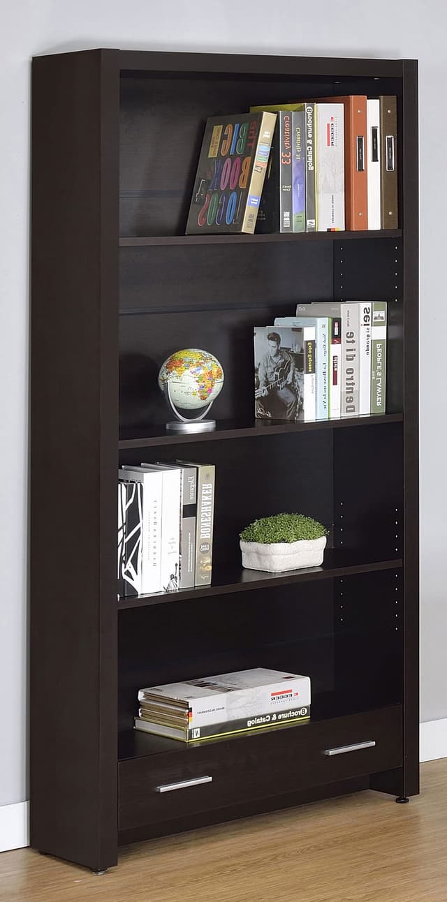 Skylar 71-inch 5-shelf Bookcase with Drawer Cappuccino — photo 2