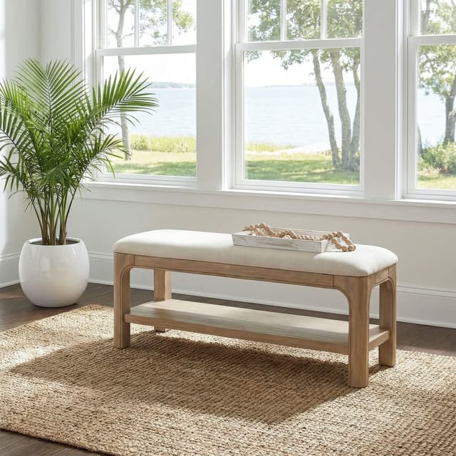 Solano 52-inch Bedroom Bed End Bench Weathered Mango — photo 2