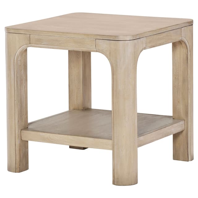 Solano Square Wood Side End Table with Shelf Weathered Mango — photo 4