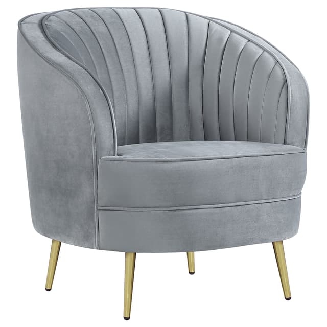 Sophia Upholstered Channel Tufted Barrel Accent Chair Grey — photo 1