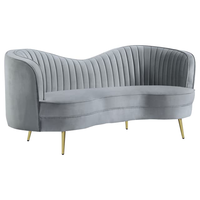 Sophia Upholstered Channel Tufted Loveseat Grey — photo 1