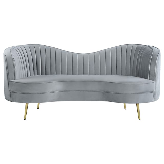 Sophia Upholstered Channel Tufted Loveseat Grey — photo 3