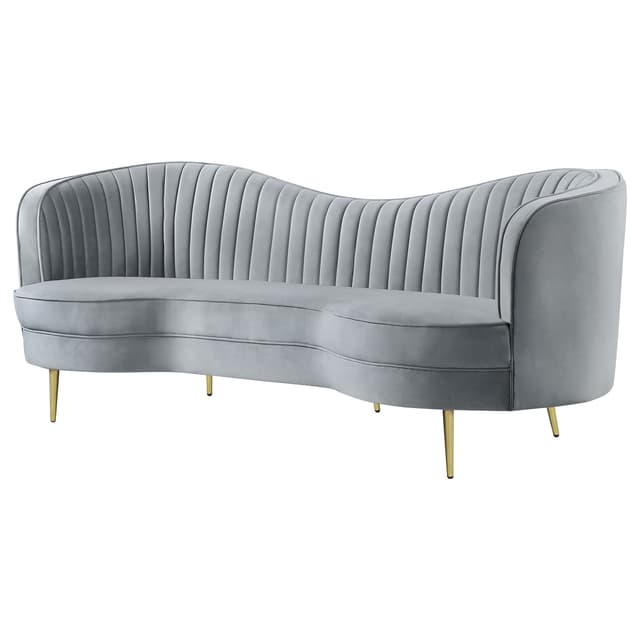 Sophia Upholstered Channel Tufted Sofa Grey — photo 4