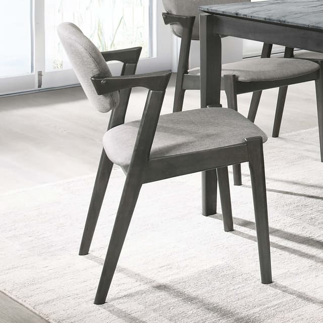 Stevie Padded Wood Dining Arm Chair Black (Set of 2) — photo 2