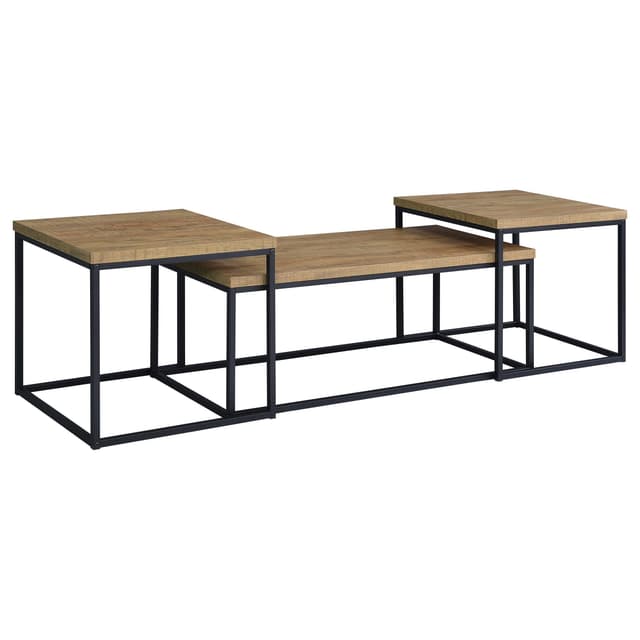Straden 3-piece Engineered Wood Coffee Table Set Mango and Black — photo 3