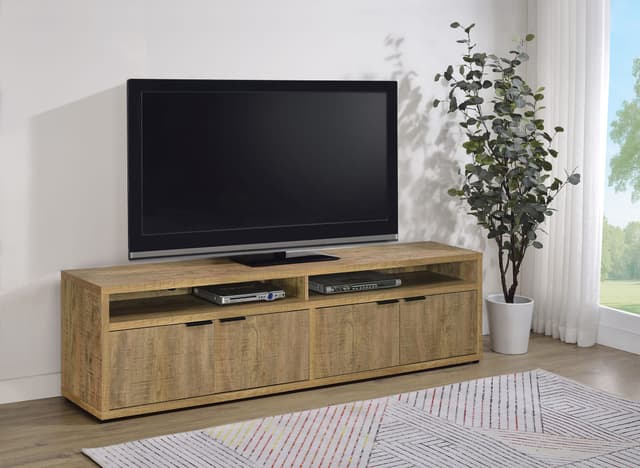 Tabby TV Stand for TVs up to 85 Inches with 4-Door Storage in Mango — photo 2